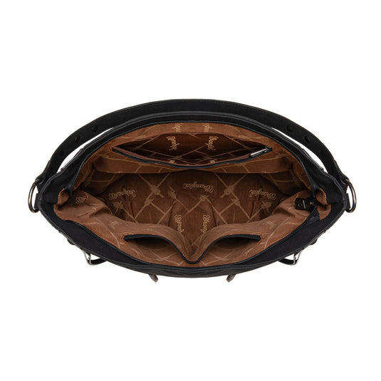 WG245-918BK - Wrangler Buckle Hobo/Crossbody Bag-Black