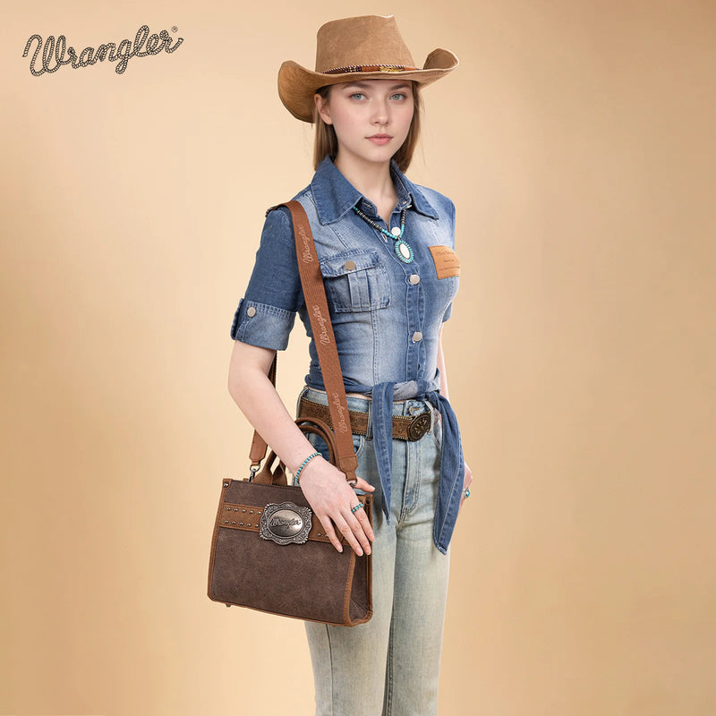 Load image into Gallery viewer, WG250-81202CF - Wrangler Buckle Tote/Crossbody - Coffee
