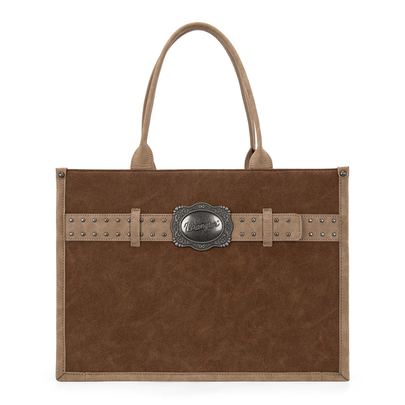 Load image into Gallery viewer, WG250-8119BR - Wrangler Buckle Concealed Carry Large Tote - Brown
