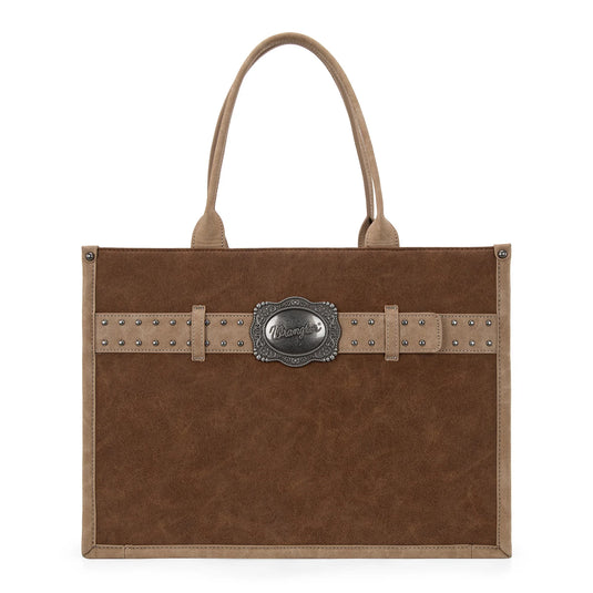WG250-8119BR - Wrangler Buckle Concealed Carry Large Tote - Brown