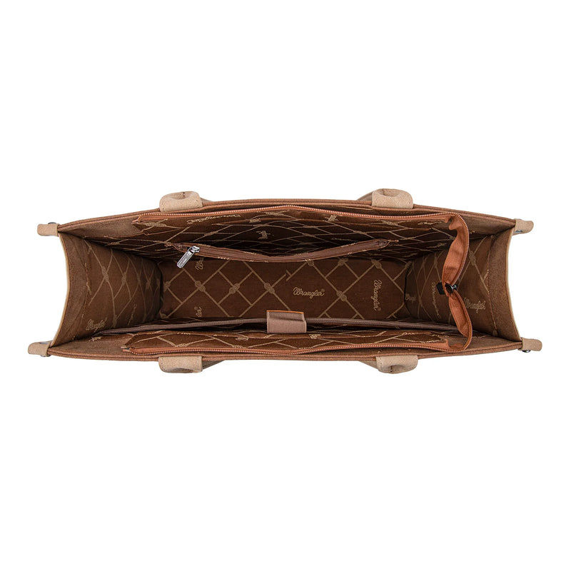 Load image into Gallery viewer, WG250-8119BR - Wrangler Buckle Concealed Carry Large Tote - Brown
