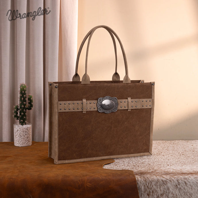 WG250-8119BR - Wrangler Buckle Concealed Carry Large Tote - Brown
