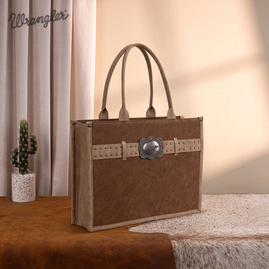 WG250-8119BR - Wrangler Buckle Concealed Carry Large Tote - Brown