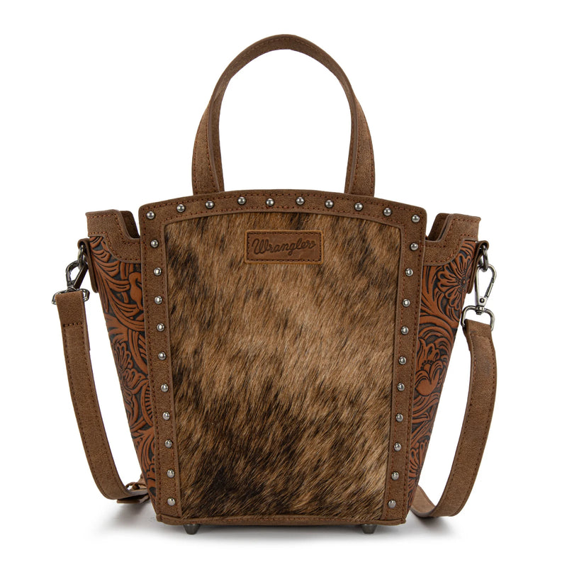 Load image into Gallery viewer, WG252-8014BR - Wrangler Genuine Hair-On Cowhide Tote/Crossbody - Brown
