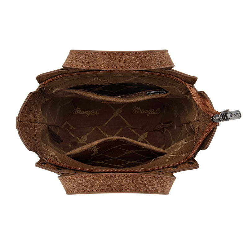 Load image into Gallery viewer, WG252-8014BR - Wrangler Genuine Hair-On Cowhide Tote/Crossbody - Brown

