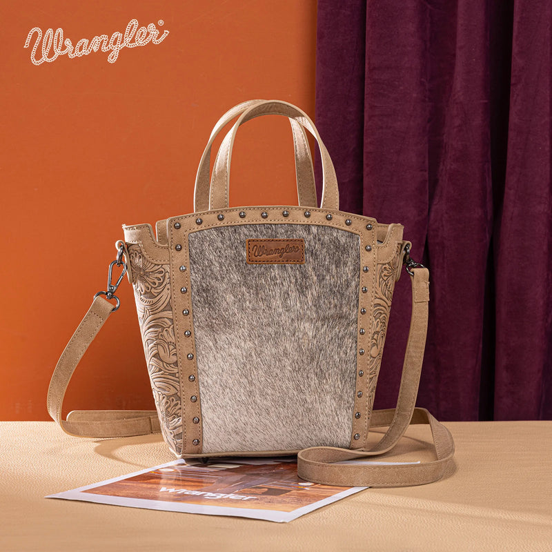 Load image into Gallery viewer, WG252-8014TN - Wrangler Genuine Hair-On Cowhide Tote/Crossbody - Tan
