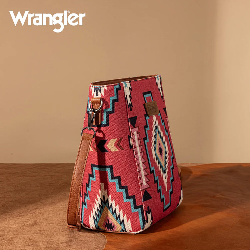 Load image into Gallery viewer, WG261-2003BDY - Wrangler Aztec Print Crossbody Bag - Burgundy
