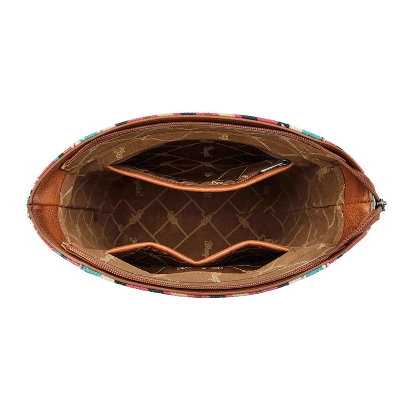 Load image into Gallery viewer, WG261-2003BDY - Wrangler Aztec Print Crossbody Bag - Burgundy
