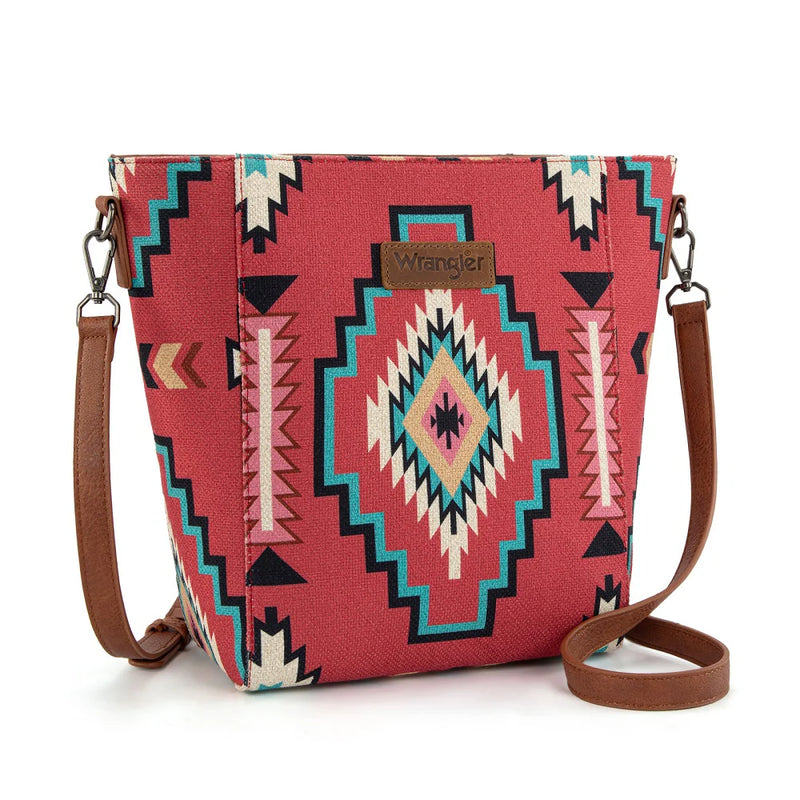 Load image into Gallery viewer, WG261-2003BDY - Wrangler Aztec Print Crossbody Bag - Burgundy
