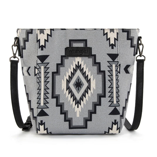WG261-2003BK - Wrangler Aztec Print Crossbody Bag - Black