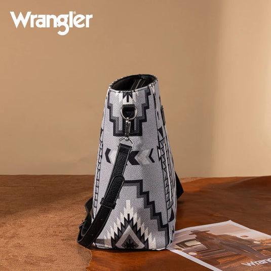 WG261-2003BK - Wrangler Aztec Print Crossbody Bag - Black