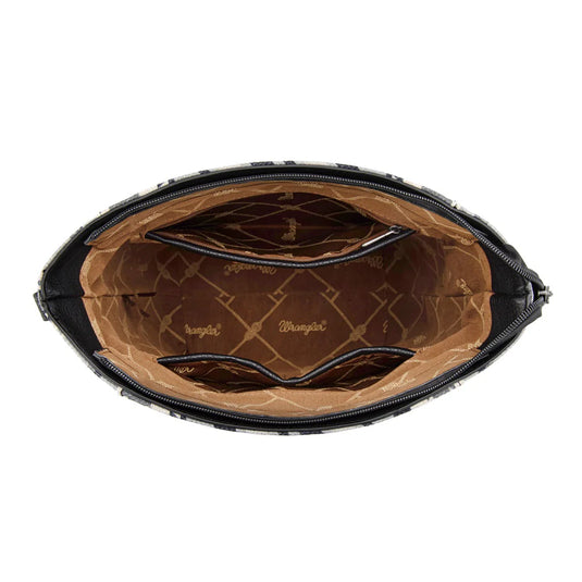 WG261-2003BK - Wrangler Aztec Print Crossbody Bag - Black