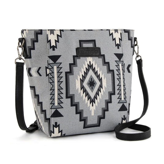 WG261-2003BK - Wrangler Aztec Print Crossbody Bag - Black