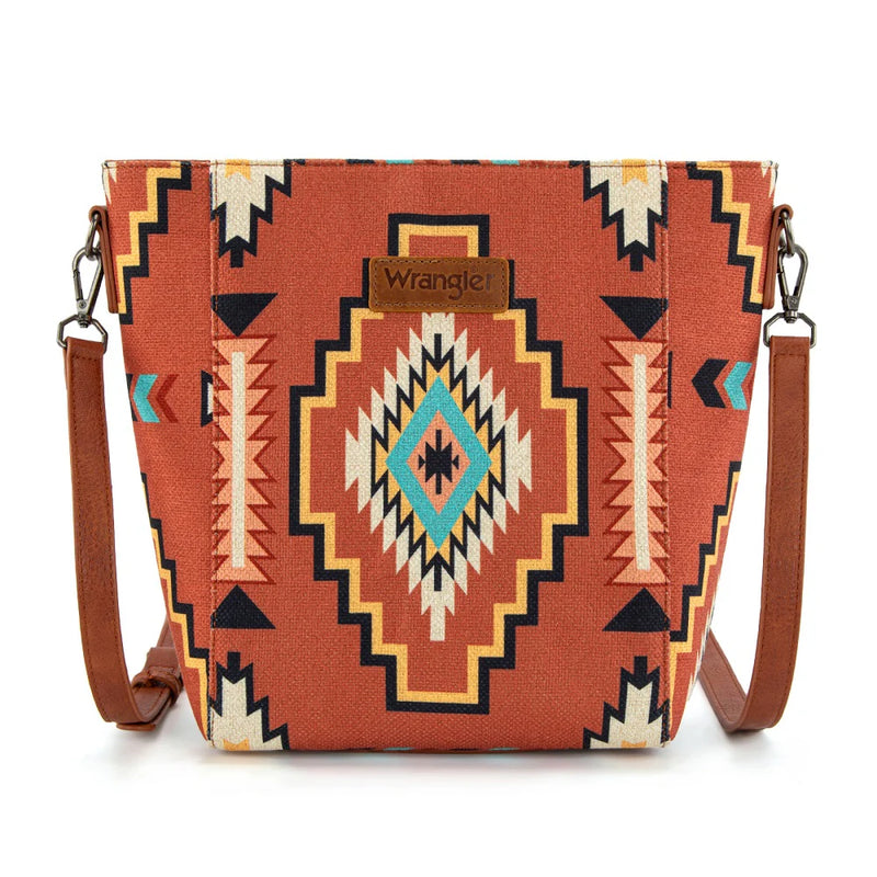 Load image into Gallery viewer, WG261-2003BR - Wrangler Aztec Print Crossbody Bag - Brown
