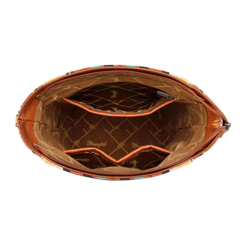 Load image into Gallery viewer, WG261-2003BR - Wrangler Aztec Print Crossbody Bag - Brown
