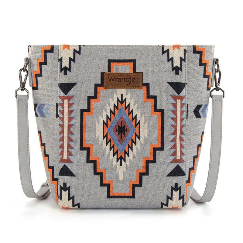 Load image into Gallery viewer, WG261-2003GY - Wrangler Aztec Print Crossbody Bag - Grey

