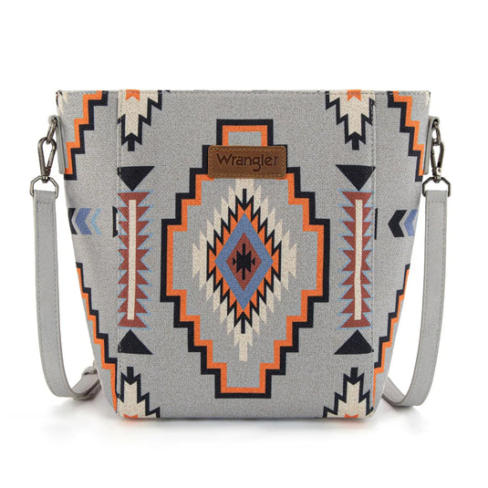 WG261-2003GY - Wrangler Aztec Print Crossbody Bag - Grey