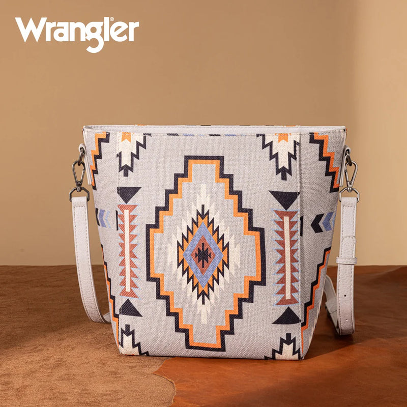 Load image into Gallery viewer, WG261-2003GY - Wrangler Aztec Print Crossbody Bag - Grey
