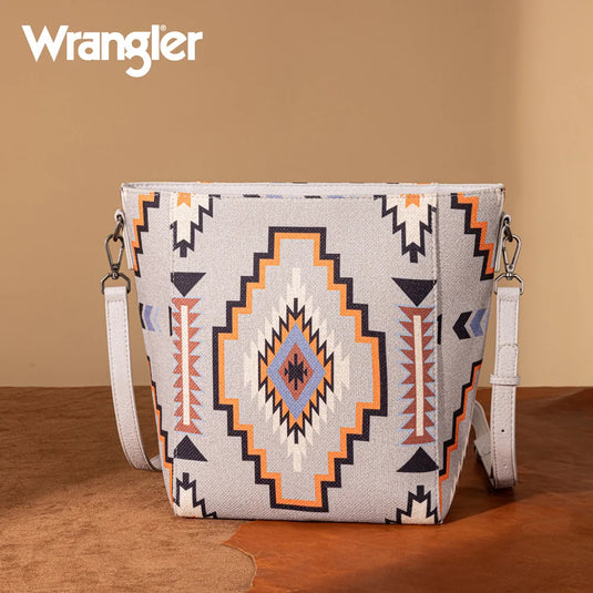 WG261-2003GY - Wrangler Aztec Print Crossbody Bag - Grey