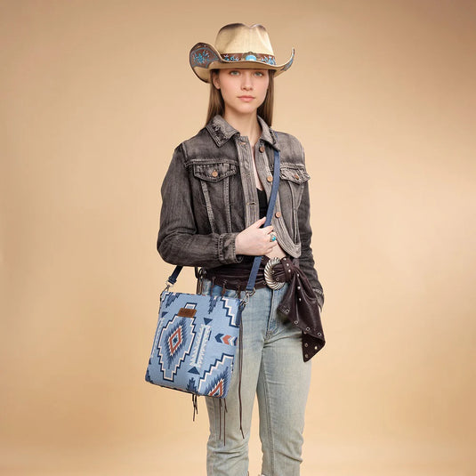 WG261-2003JN - Wrangler Aztec Print Crossbody Bag - Jean