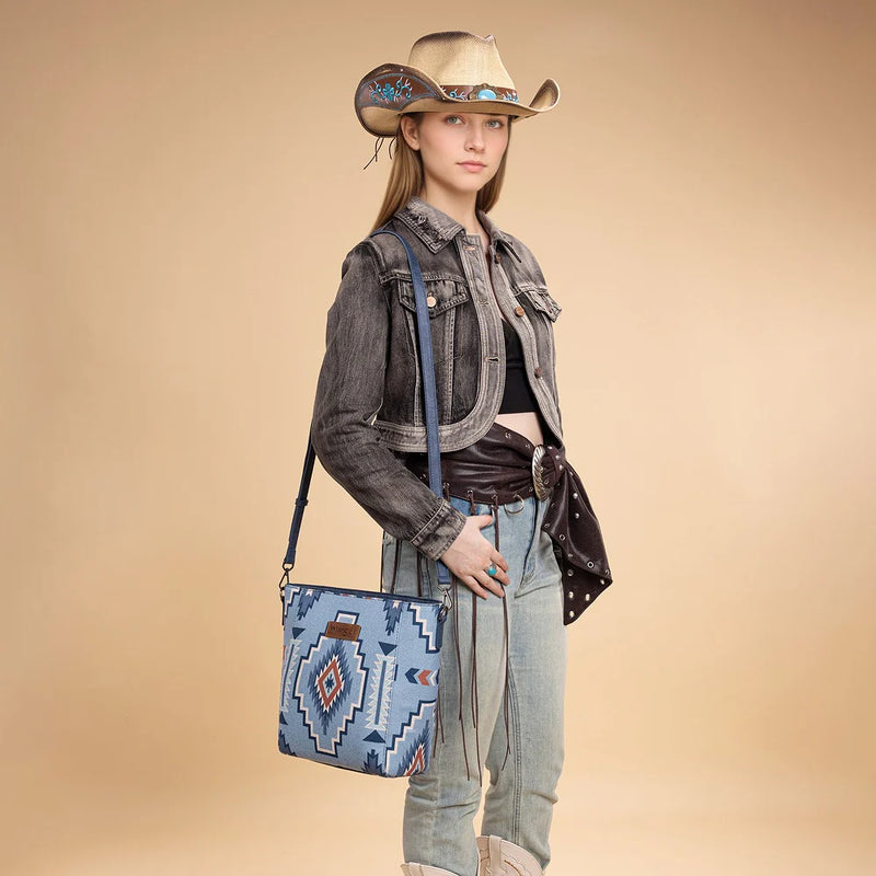 Load image into Gallery viewer, WG261-2003JN - Wrangler Aztec Print Crossbody Bag - Jean
