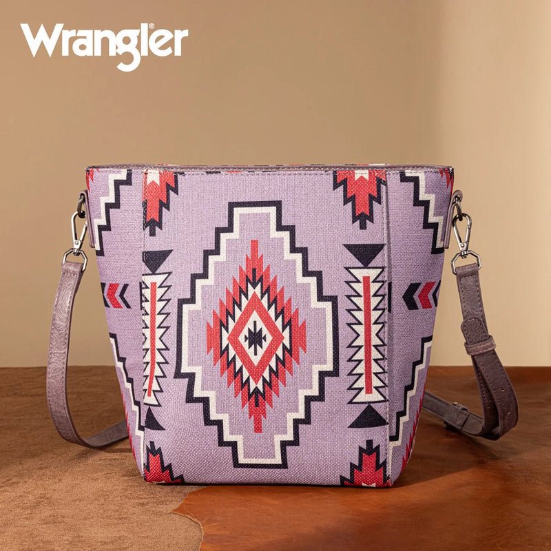 Load image into Gallery viewer, WG261-2003PP - Wrangler Aztec Print Crossbody Bag - Purple
