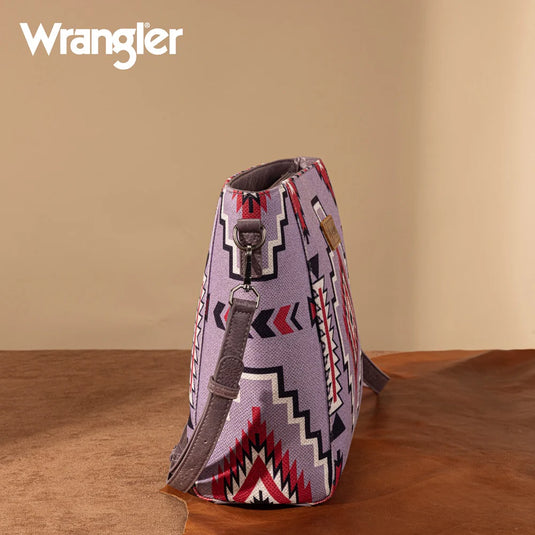 WG261-2003PP - Wrangler Aztec Print Crossbody Bag - Purple