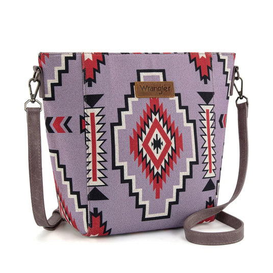 WG261-2003PP - Wrangler Aztec Print Crossbody Bag - Purple
