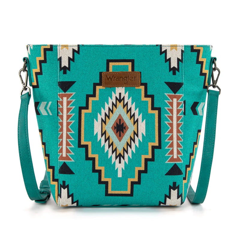 Load image into Gallery viewer, WG261-2003TQ - Wrangler Aztec Print Crossbody Bag - Turquoise
