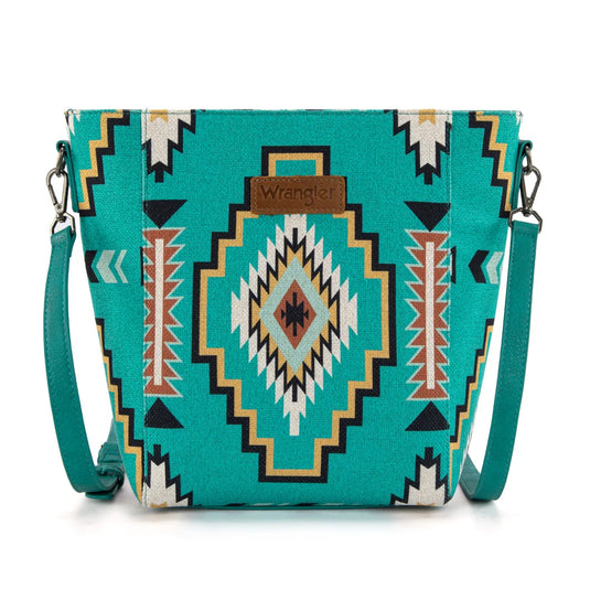 WG261-2003TQ - Wrangler Aztec Print Crossbody Bag - Turquoise