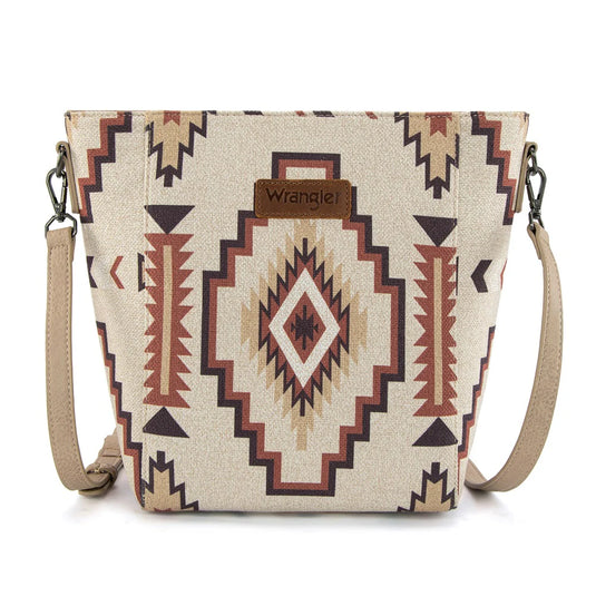 WG261-2003TN - Wrangler Aztec Print Crossbody Bag - Tan