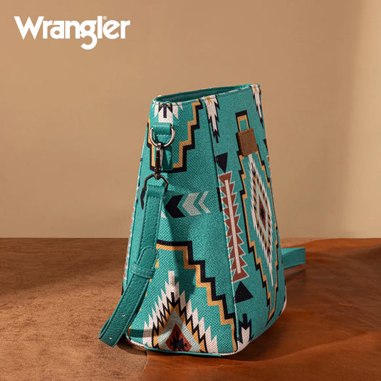WG261-2003TQ - Wrangler Aztec Print Crossbody Bag - Turquoise