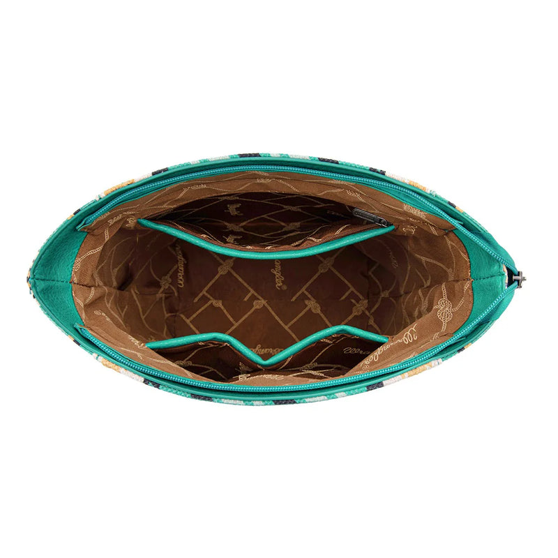 Load image into Gallery viewer, WG261-2003TQ - Wrangler Aztec Print Crossbody Bag - Turquoise
