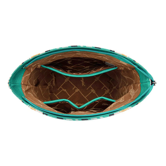WG261-2003TQ - Wrangler Aztec Print Crossbody Bag - Turquoise