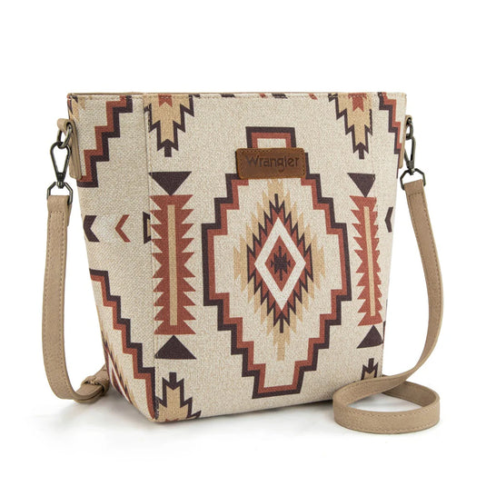 WG261-2003TN - Wrangler Aztec Print Crossbody Bag - Tan