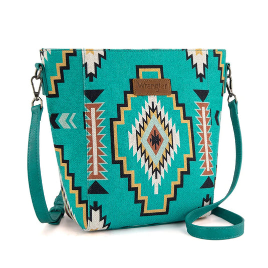 WG261-2003TQ - Wrangler Aztec Print Crossbody Bag - Turquoise