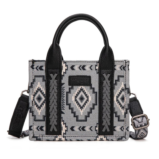 WG261-8866SBK - Wrangler Aztec Print Braided Detail Tote Bag - Black