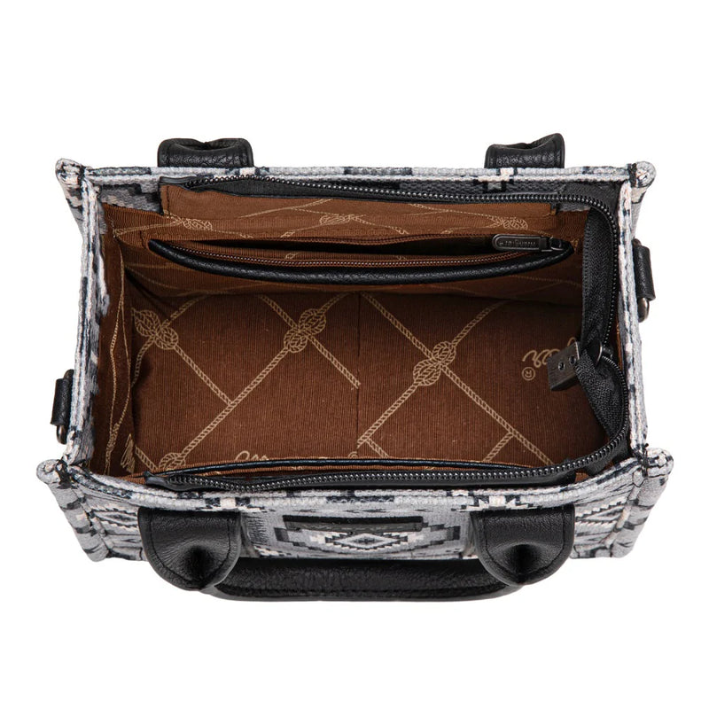 Load image into Gallery viewer, WG261-8866SBK - Wrangler Aztec Print Braided Detail Tote Bag - Black
