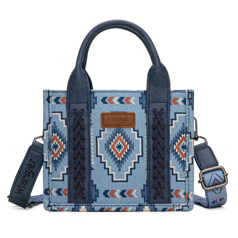 Load image into Gallery viewer, WG261-8866SJN - Wrangler Aztec Print Braided Detail Tote Bag - Jean
