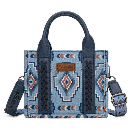 WG261-8866SJN - Wrangler Aztec Print Braided Detail Tote Bag - Jean