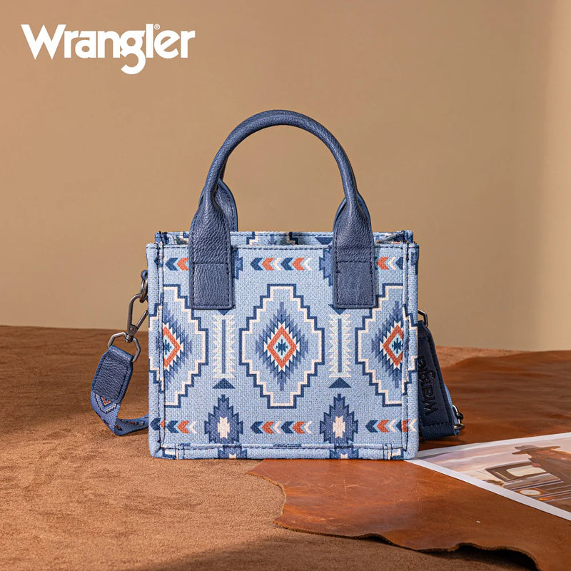 Load image into Gallery viewer, WG261-8866SJN - Wrangler Aztec Print Braided Detail Tote Bag - Jean
