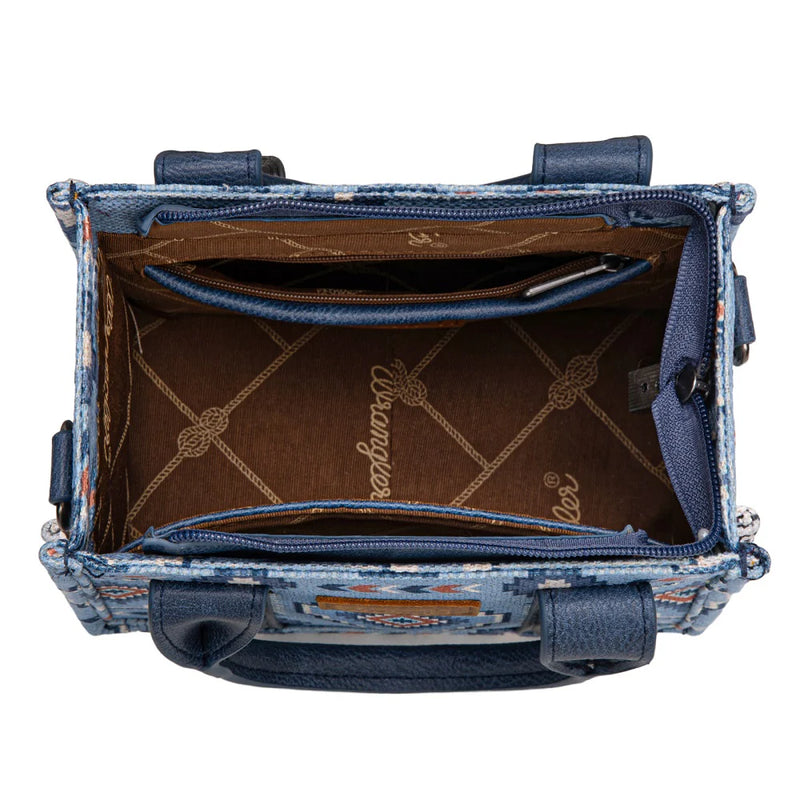 Load image into Gallery viewer, WG261-8866SJN - Wrangler Aztec Print Braided Detail Tote Bag - Jean
