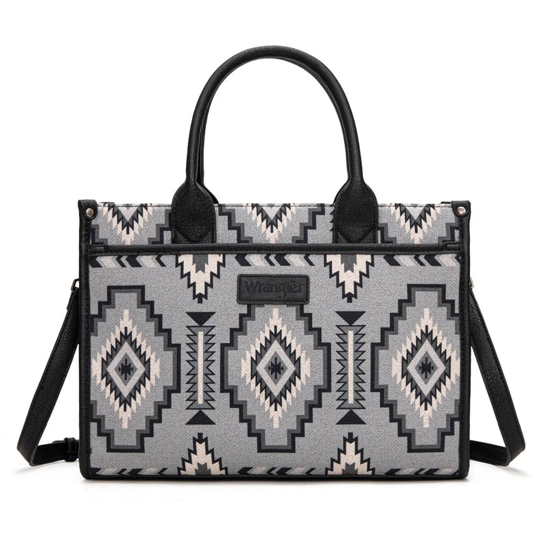 Load image into Gallery viewer, WG261G-8110BK - Wrangler Aztec Print Canvas Tote Bag - Black
