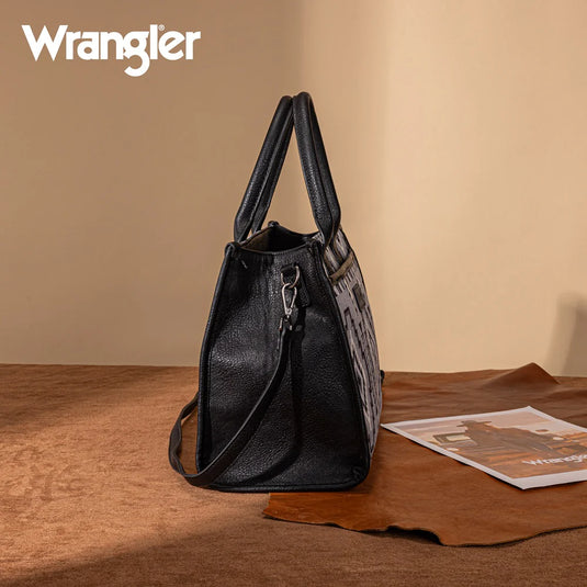 WG261G-8110BK - Wrangler Aztec Print Canvas Tote Bag - Black