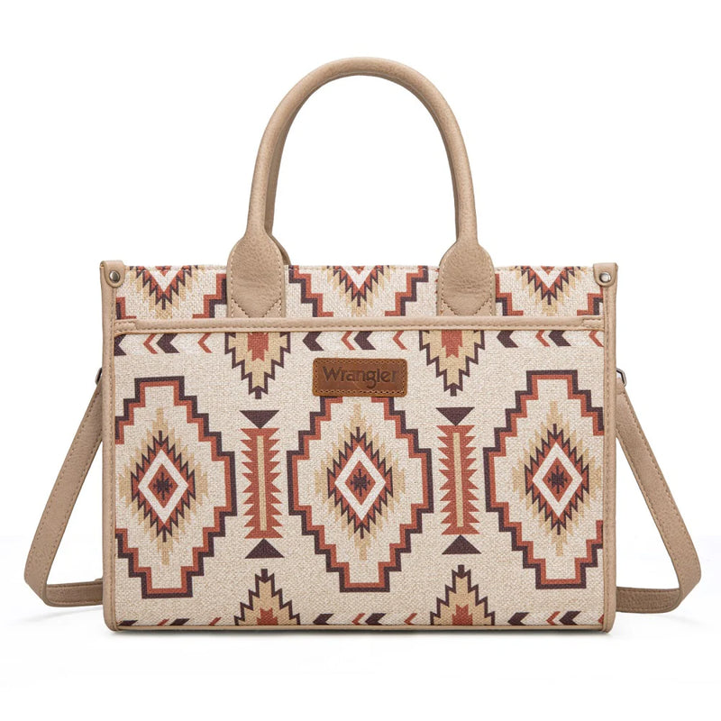 Load image into Gallery viewer, WG261G-8110TN - Wrangler Aztec Print Canvas Tote Bag - Tan
