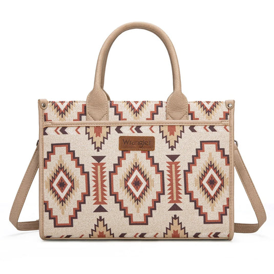 WG261G-8110TN - Wrangler Aztec Print Canvas Tote Bag - Tan