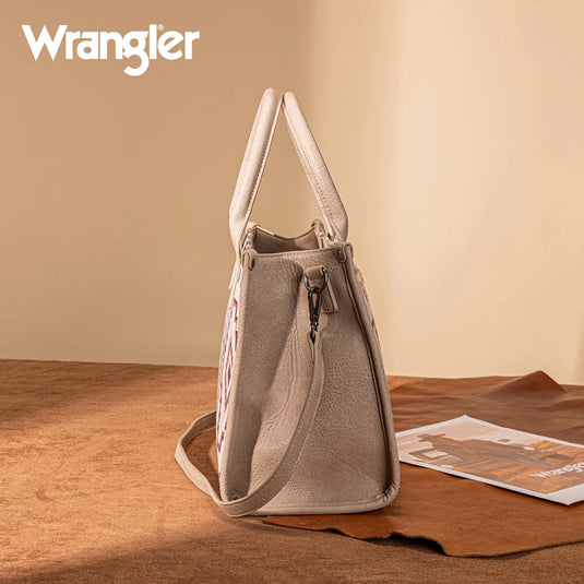 WG261G-8110TN - Wrangler Aztec Print Canvas Tote Bag - Tan