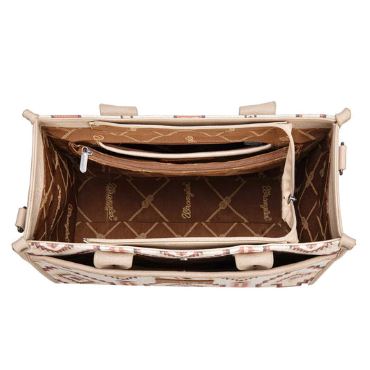 WG261G-8110TN - Wrangler Aztec Print Canvas Tote Bag - Tan