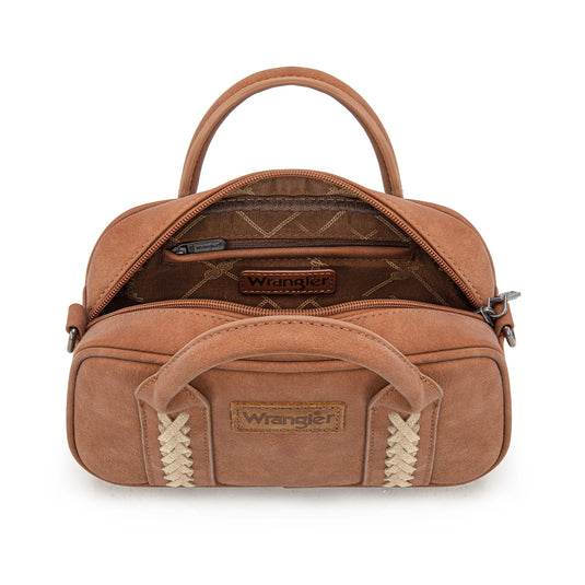 WG262-522BR - Wrangler Whipstitch Collection Mini Satchel/Crossbody Bag - Brown
