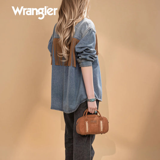 WG262-522BR - Wrangler Whipstitch Collection Mini Satchel/Crossbody Bag - Brown